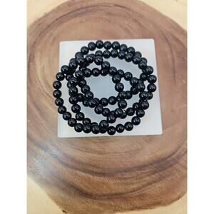 1 Black Quartz Crystal Bracelet 8mm Handmade